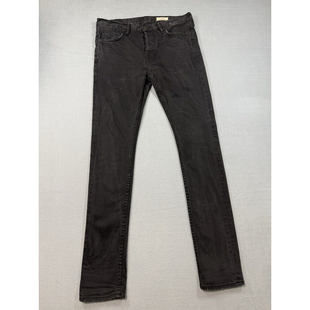 AllSaints Cigarette Slim Straight Black Jeans W30 Distressed Wash